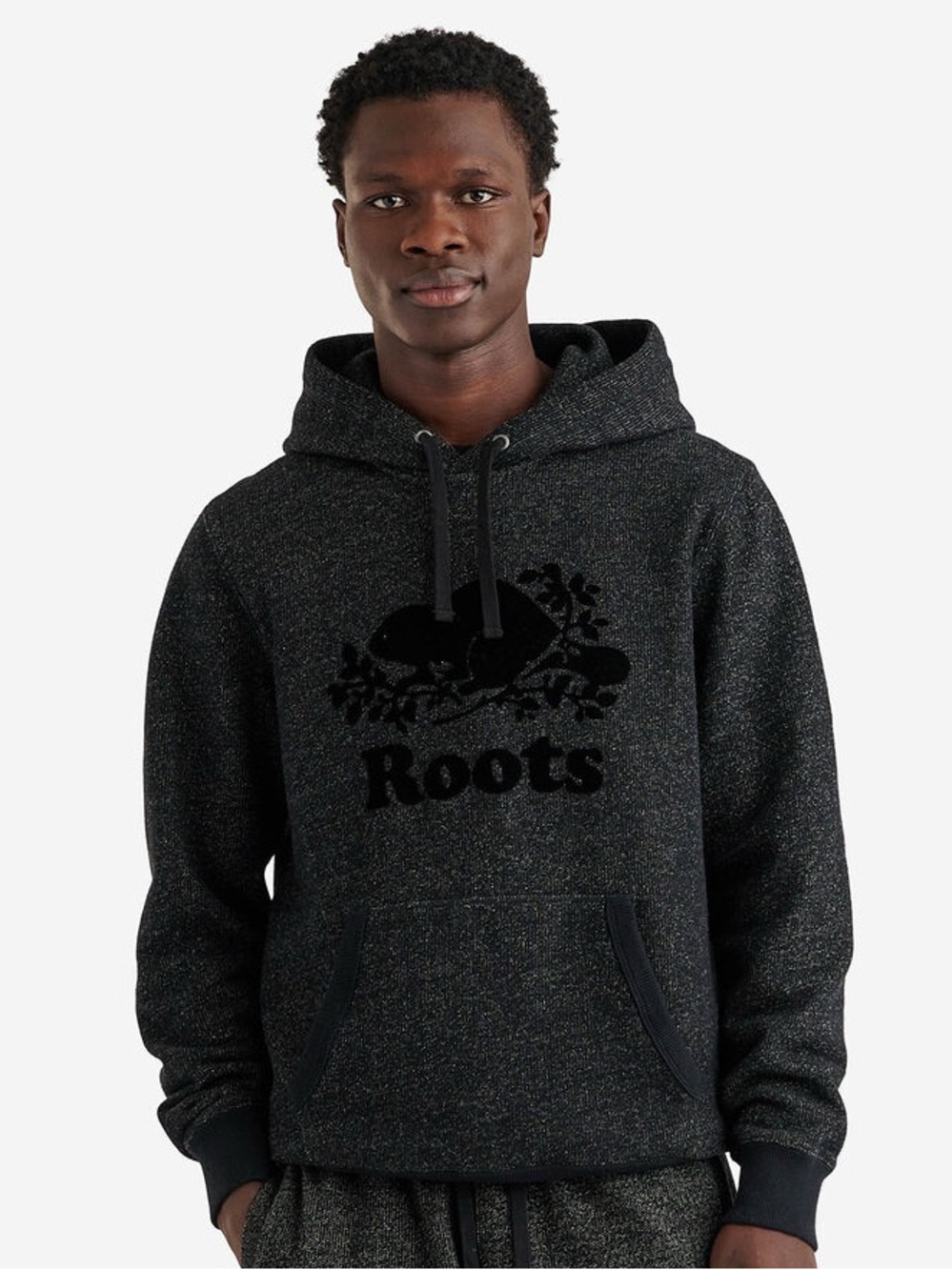 Roots Organic Original Kanga Hoodie Black Pepper Size Large